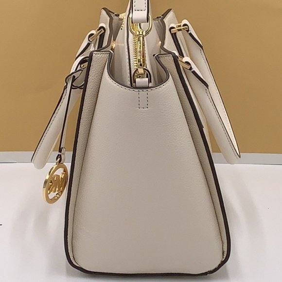 Michael Kors Daria Large Satchel Bag Leather Light Cream - Picture 16 of 16